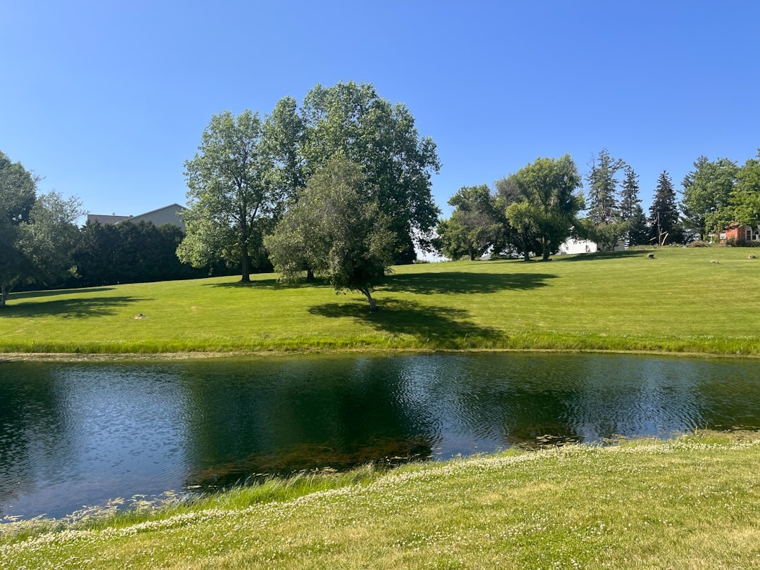 Rustic chic countryside estate with horses grazing near a lagoon