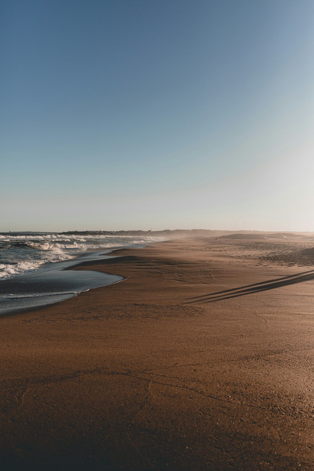 Wild sand dunes and empty beach coastline in Rocha Uruguay